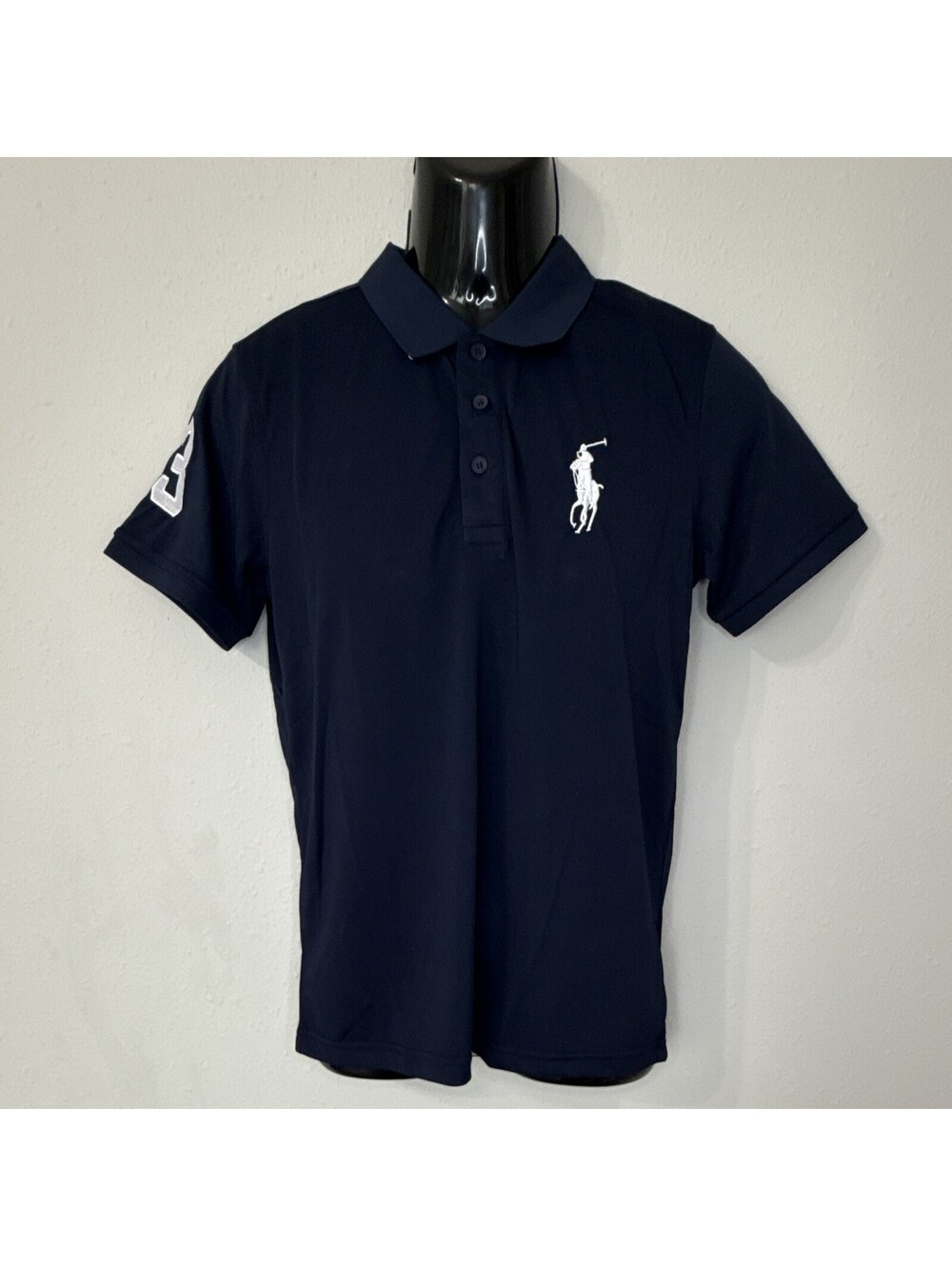 Polo Ralph Lauren Men’s M Navy Solid Short Sleeve Polo, Embroidered Logo, Button